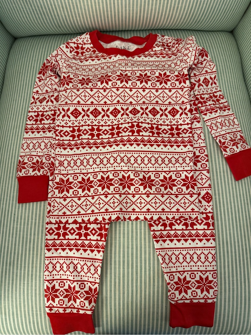 Lake Holiday Christmas Red and White Fair Isle PJs - 3T